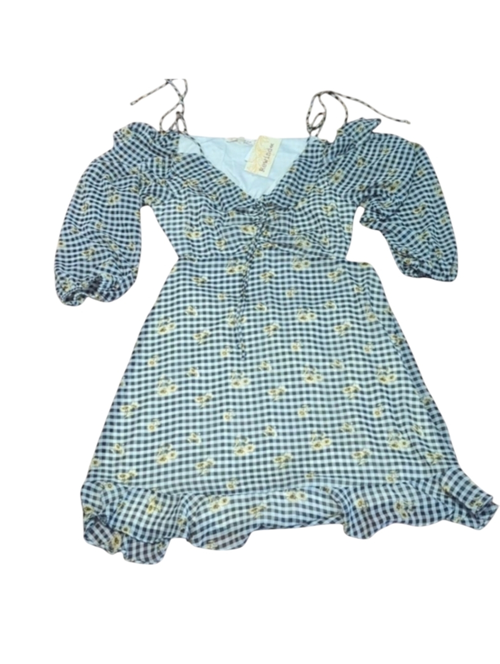 Rewind Checkered Floral Dress Juniors Size XXL